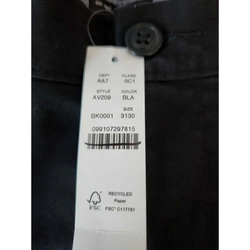 NWT J. Crew Men's 1040 Athletic Tapered-Fit Stretch Chino Pant Black 31/38
